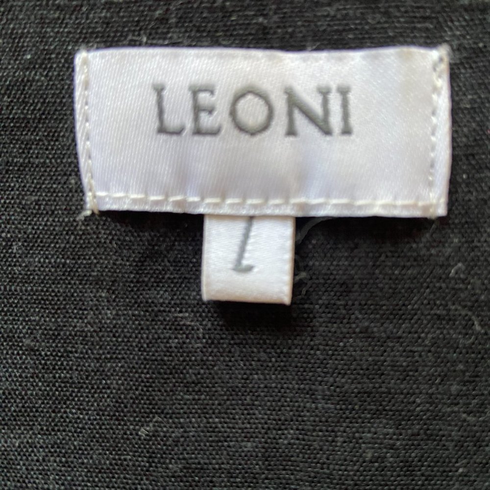 🌱 LEONI women’s midi dress black Size L / 14 Linen Blend NEW V neck - Picture 5 of 10